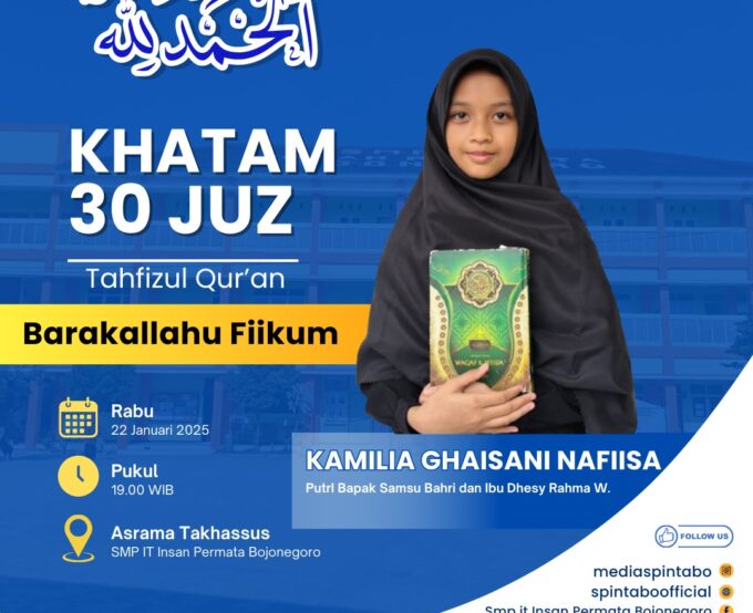 Siswi Program Takhassus SMP IT Insan Permata Bojonegoro Selesaikan Hafalan 30 Juz Al-Qur'an
